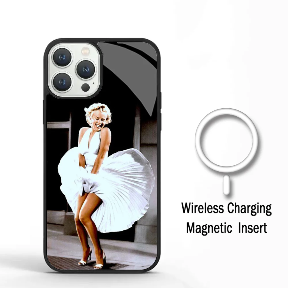 M-Marilyn M-Monroe Phone Case For IPhone 11 12 13 14 15 Plus Pro Max Mirror Acrylic Cover For Magsafe Wireless Charging