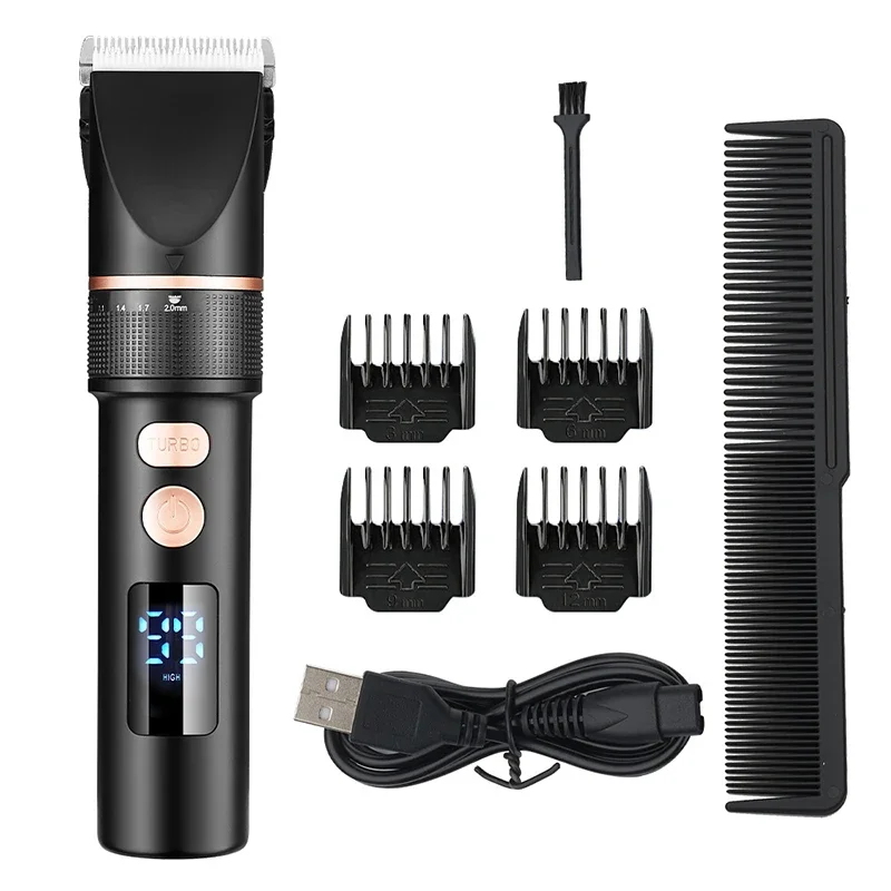 Professional Electric Hair Clipper LCD Display Rechargeable Trimmer Sharp Blade Barber Salon Men Hair Cut