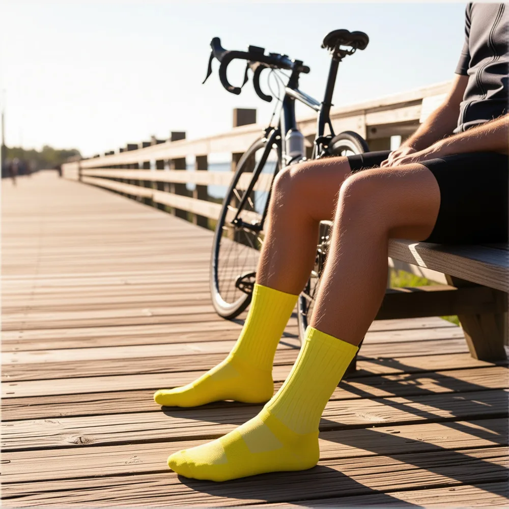 

Новинка 2025, противоскользящие силиконовые летние аэро носки, белые велосипедные носки, мужские велосипедные спортивные носки для бега, велосипедные носки Calcetines Ciclismo
