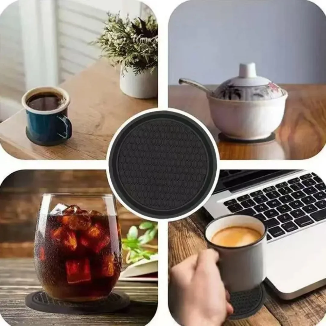 Car Cup Coaster, 4PCS Universal Auto Non-Slip Cup Holder Embedded in Ornaments Silicone Coaster, Car Interior Accessories Sets, Black