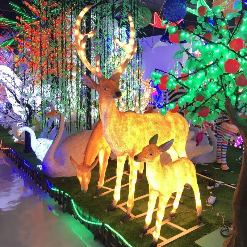 Supply Realistic Reindeer 3D Statue Crafts Sculpture Deer Lighting with Light Epoxy Resin Street Holiday Garden 3D Outdoor Model