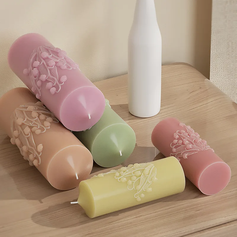 Bell Orchid Cylindrical Candle Silicone Mold DIY Gypsum Aromatherapy Plaster Resin Candle Mold for Candle Making