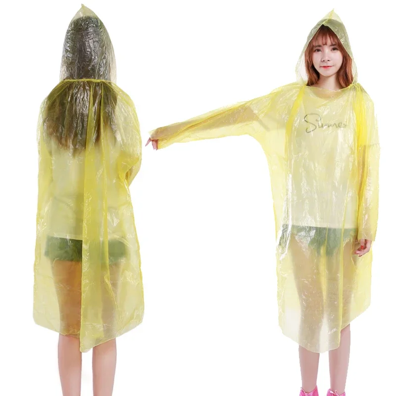 Disposable Adult Raincoat Hiking Cover Transparent Emergency Protection Poncho Rain Coat Hood Poncho Hooded Outdoor Accessories