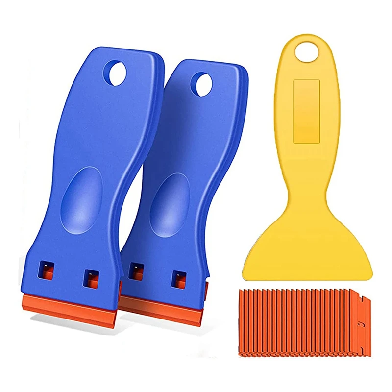 3Pack Plastic No Scratch Sticker Razor Blades  Scraper Tool For Cleaning Adhesive Label Decal Glue From