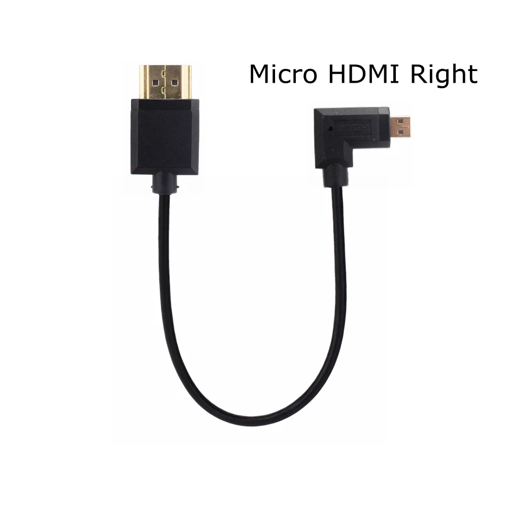 15CM Super cienki w dół lewego prawego kątowy Micro HDMI-kompatybilny do HDMI-2.0 męskiego HDTV cienkiego przenośnego krótki kabel lustrzanka 4K HD