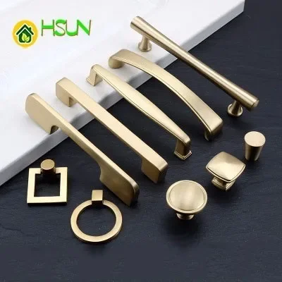 Pure Copper Handle Cupboard Wardrobe Doorknob Hand Golden Full Copper Handle Shoe Bookcase Gate Copper Solid Handle