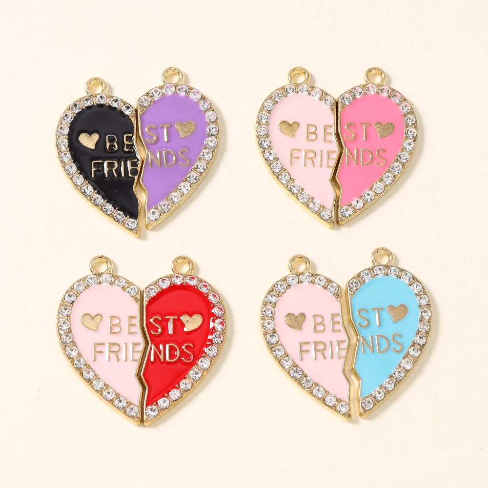 10 Stück bunte Emaille-Kawaii-Kristall-Anhänger für beste Freunde, für DIY-Schmuckherstellung, niedliche Ohrringe, Armbänder, Schlüsselanhänger, Armband