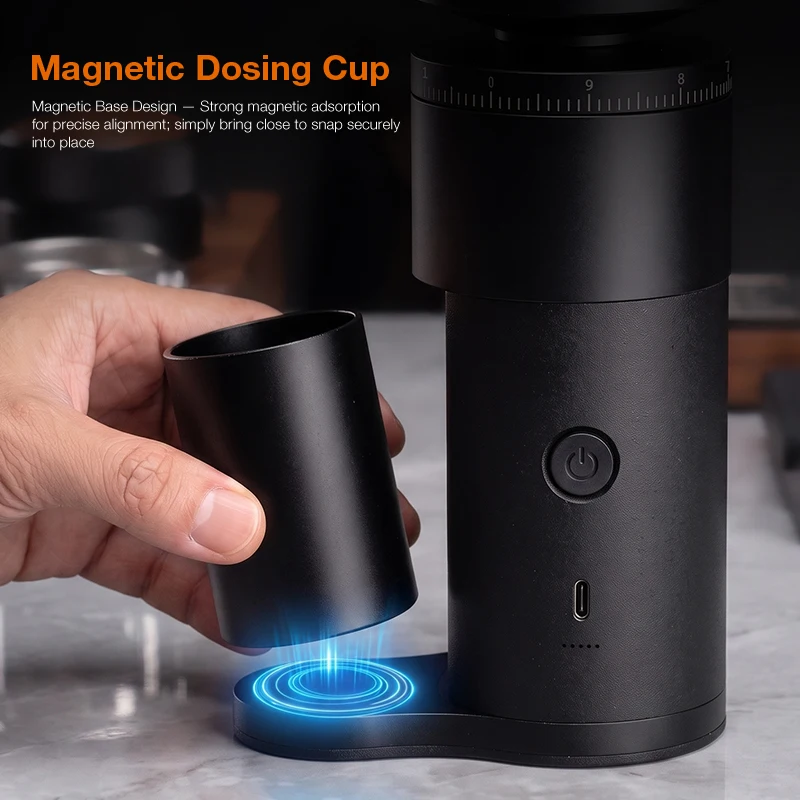 USB 38mm Conical Grinding Blade Stainless Steel Grinding Blade Aluminum Automatic Electric Coffee Grinder 3500mAH 100RPM