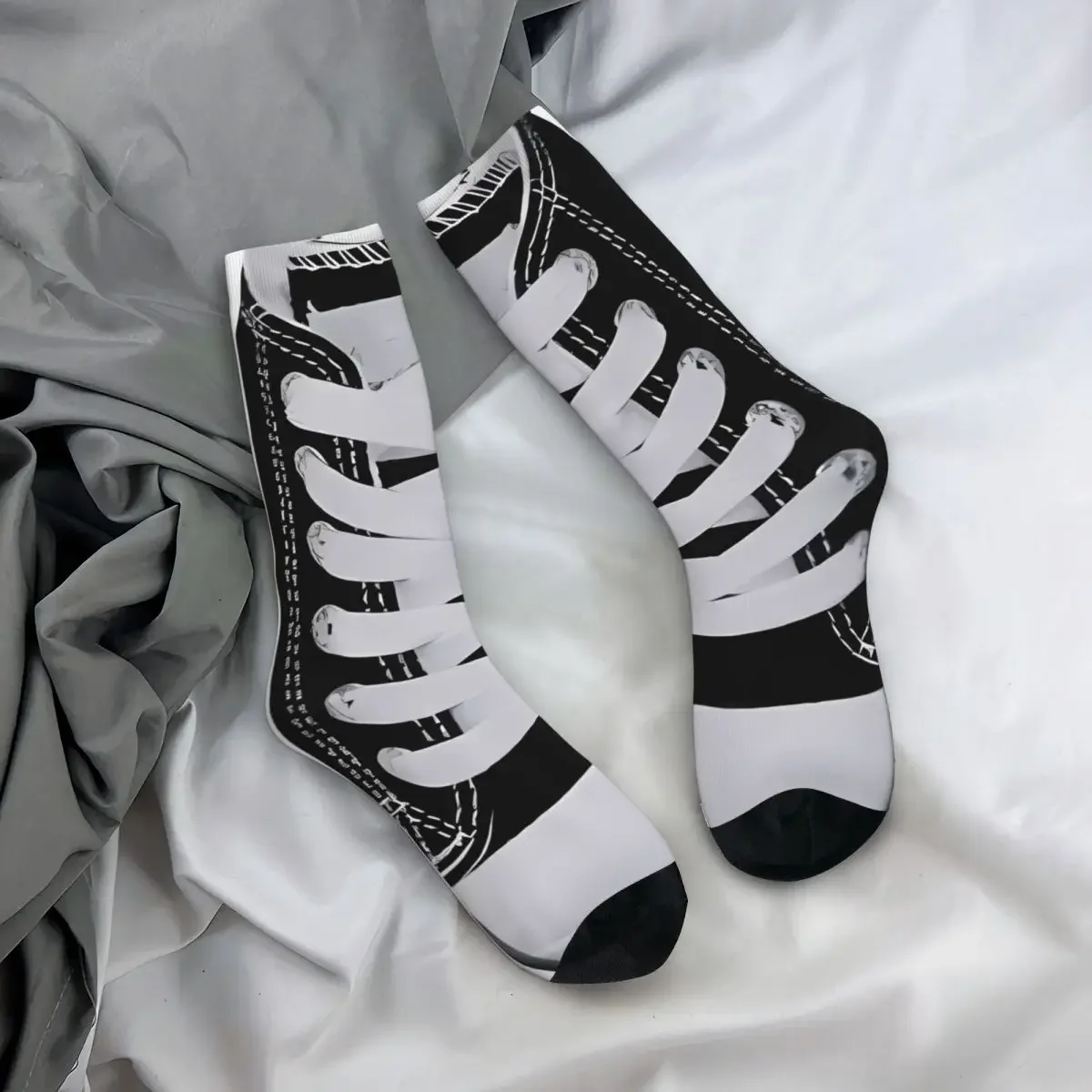 Black Shoe Socks Funny Desgin Elegant Stockings Spring Anti Sweat Ladies  Medium Soft Pattern Outdoor 