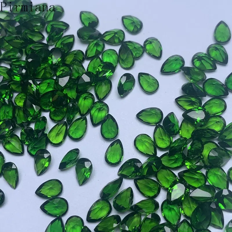 Pirmiana  Natural Dioside Emerald 3X5-4X6mm Pear Cut Loose Gemstone for Diy Jewelry Making