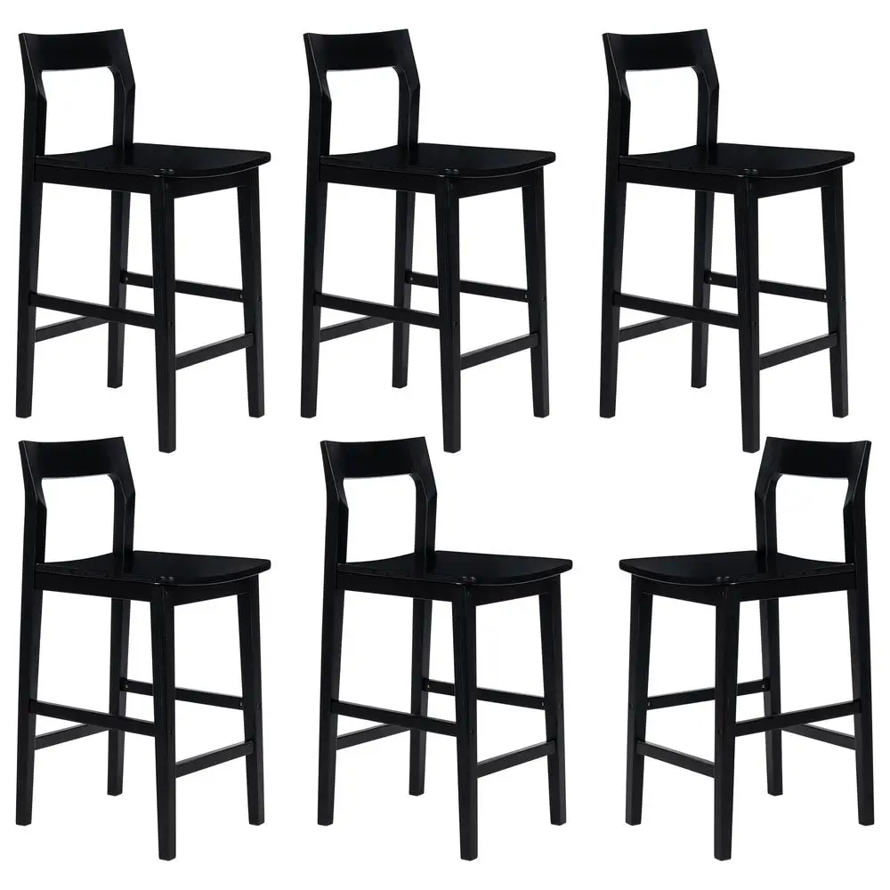 

Wooden Bar Stools Set of 6, Mid Century Modern Counter Height Stools with Solid Wood Legs amp Back, Farmhouse 25 Barstools Chai