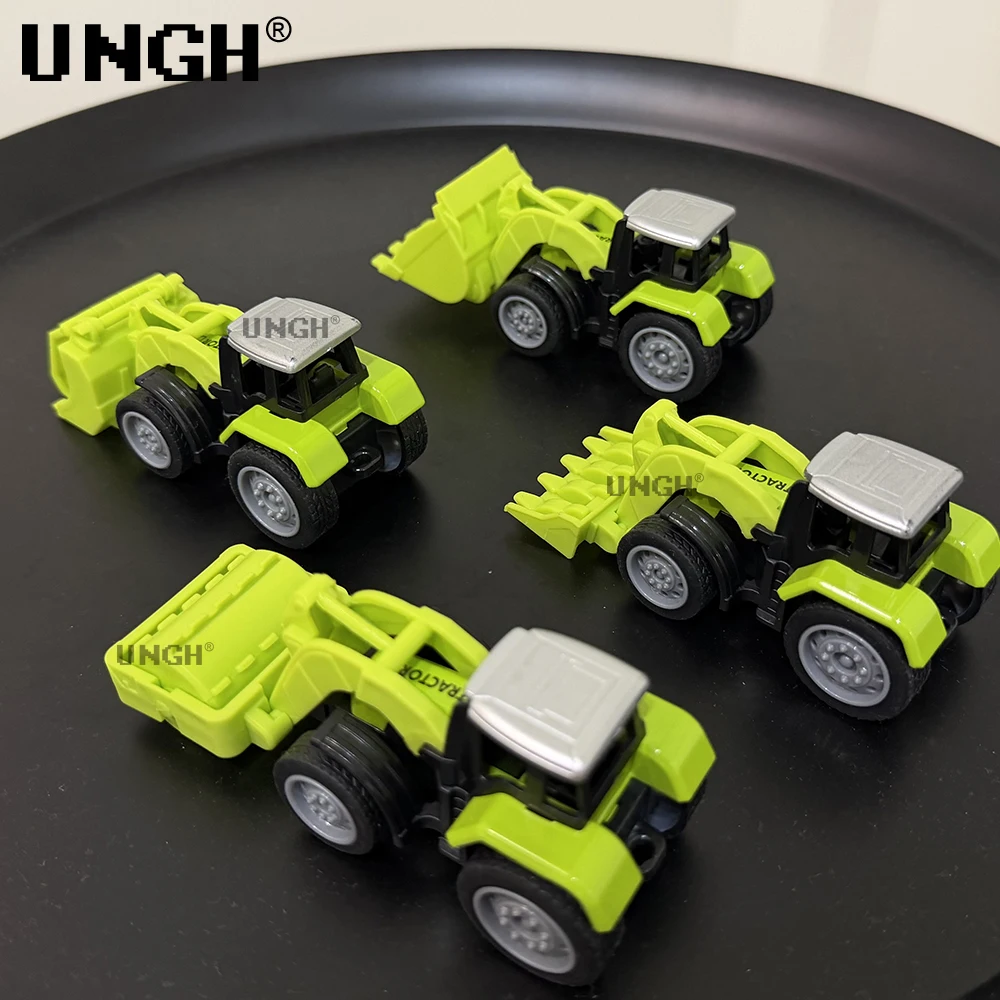 UNGH 4pcs/set Green Fram Vehicle Diecast Engineering Car Forklift Truck Model Educational Toy for Children Boy Birthday Gift