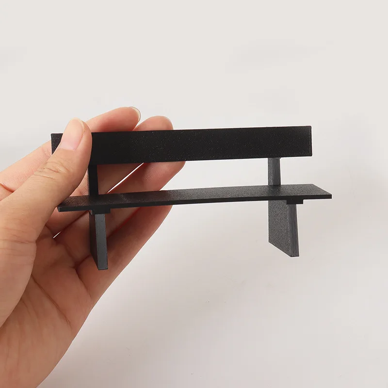 Dollhouse Black Long Bench and Table Model Outdoor Park Scene Miniature Home Scene Props Ornaments Decoration Home Decor