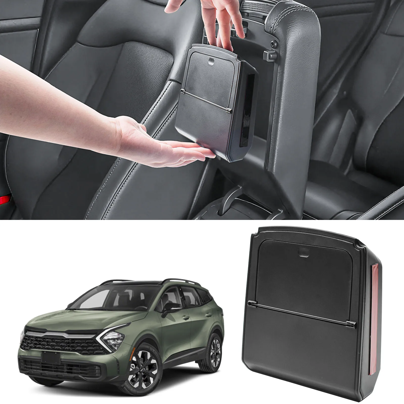 Hidden Center Console Organizer for 2023-2026 Kia Sportage Armrest Hidden Storage Box Interior Secret Storage Car Organizer Tray