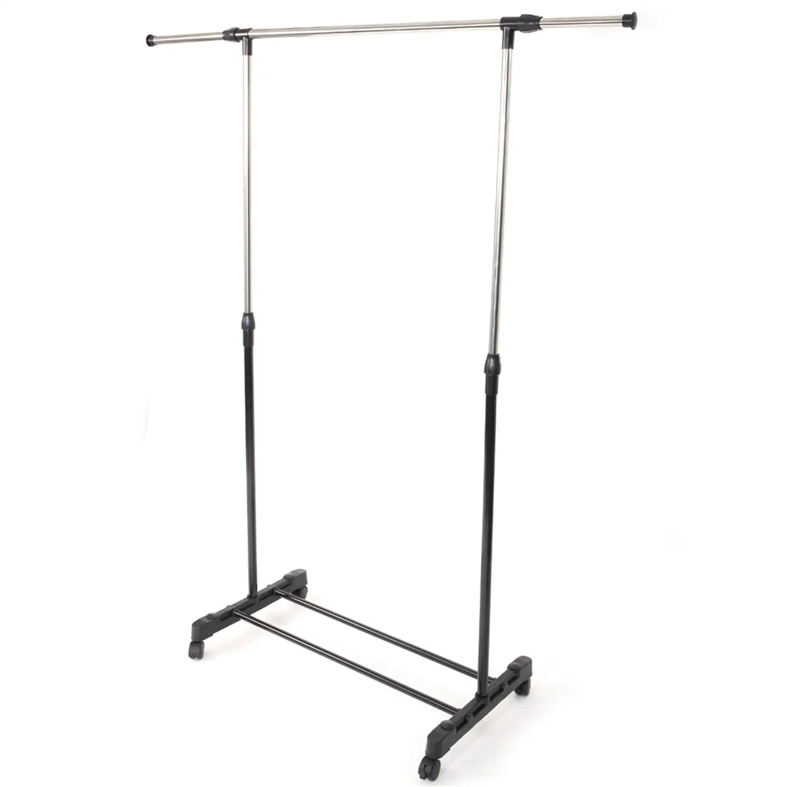 YJ-02 Vertical & Horizontal Clothes Rack with Shoe Shelf - Black & Silver Stretching Stand