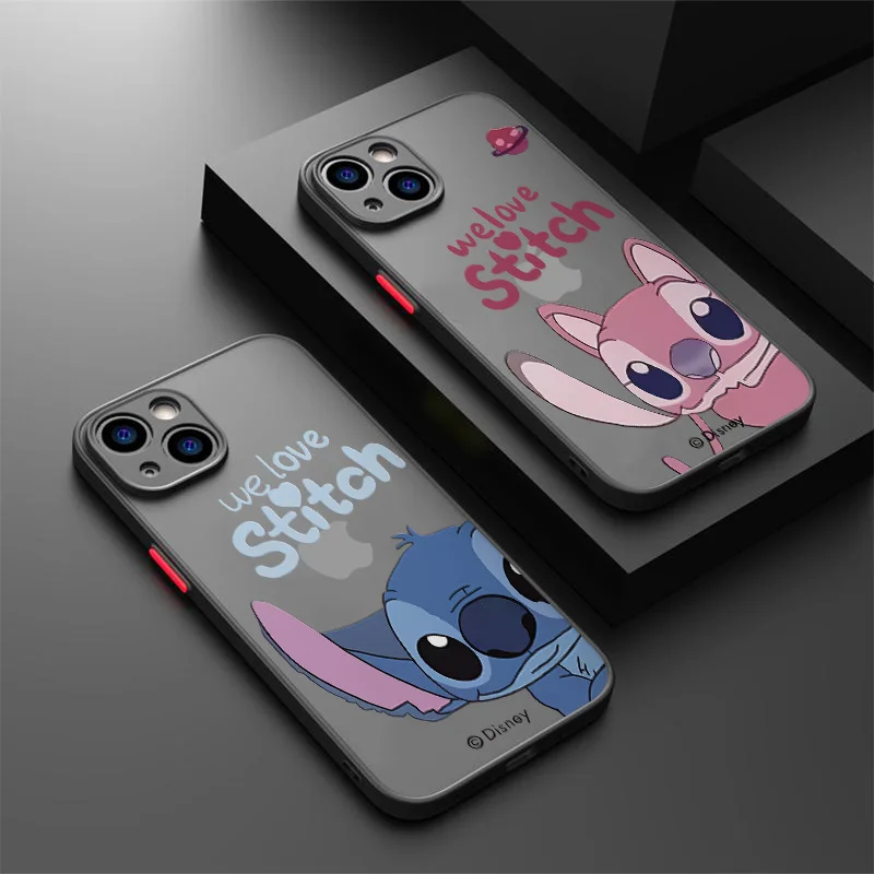 Disney Angel Stitch Couple Cute Suitable IPhone Case 16 15 14 ProMax 13 12 Mini XR XS 7 8 Plus Matte Anti Drop Protective Cover