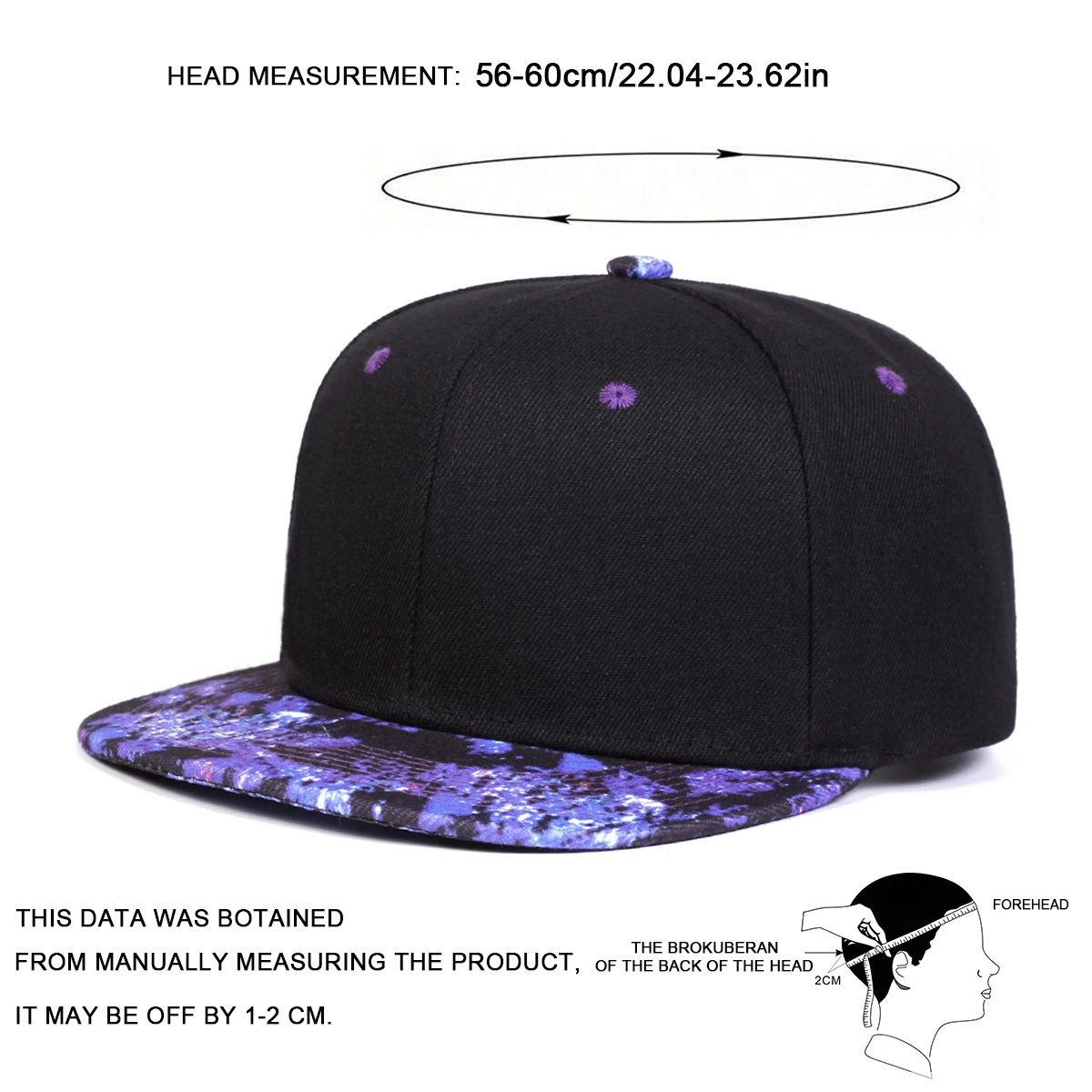 Unisex Purple starry sky printing Hip-hop Hats Fashion Spring Autumn Outdoor Adjustable Casual Baseball Caps Sunscreen Hat