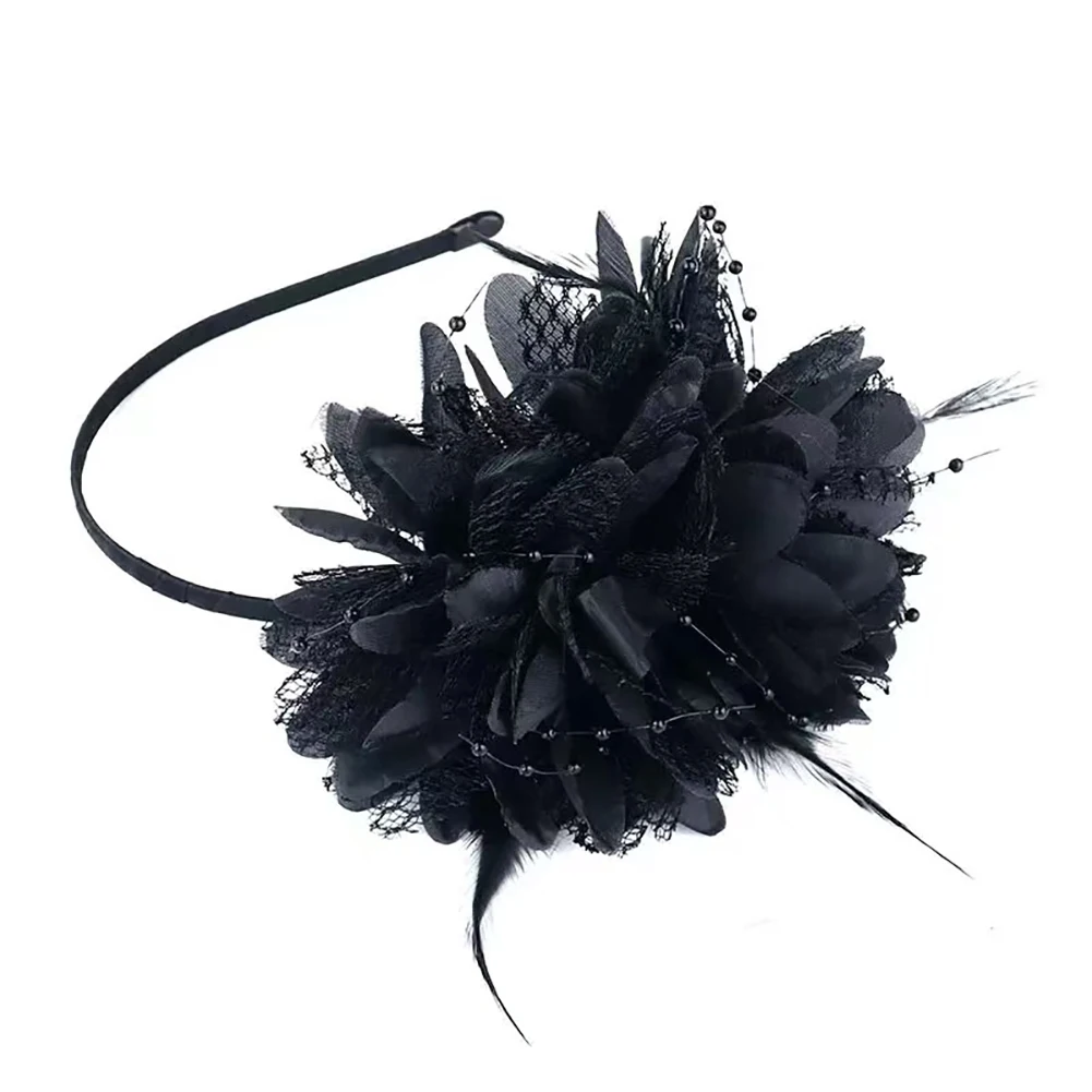 Black Feather Headpieces Feather Headdress Mardi Gras Accessories 1920s Flapper Halloween Headband for Women