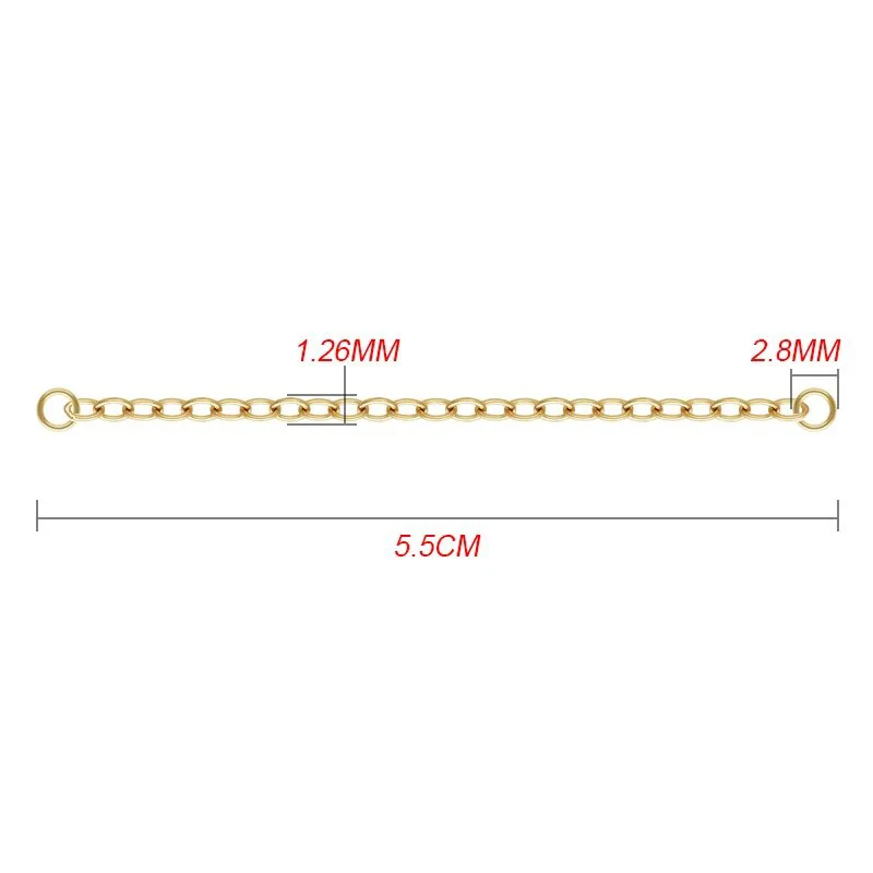 Ушная цепочка, 14-каратное золото, удлинительная цепочка 1,26 мм, удлинительная цепочка для браслета, ожерелья, 5,5 см, аксессуары для изготовления ювелирных изделий