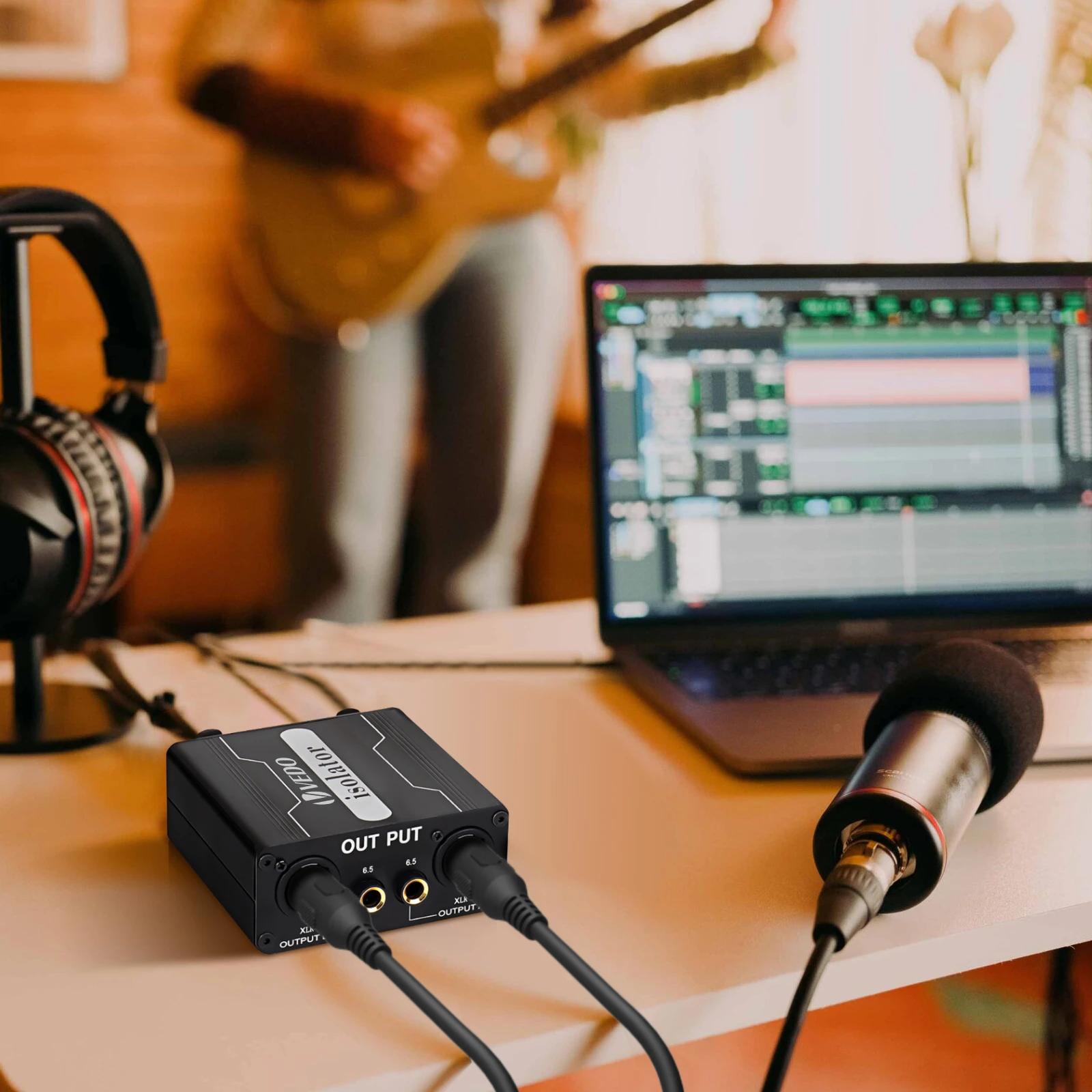 VEDO GX200 عازل الصوت ثنائي القناة 6.5 XLR خلاط عازل الصوت الحالي خلاط الضوضاء ميكروفون مرشح الأرض المشتركة