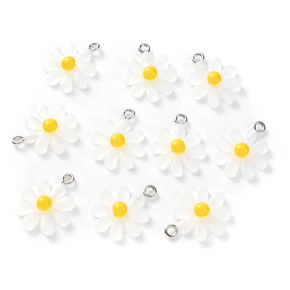 10 Stuks 16X20Mm Daisy Bloem Hanger Kleurrijke Zonnebloem Kralen Charmsfor Sieraden Maken Ketting Oorbel Handgemaakte Sieraden