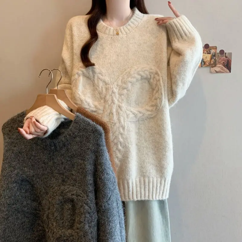 

Sweater Knitwear Women S Big Size Autumn Winter New Fashion Versatile Elegant Long Sleeve Knitted Sweater Loose Slimming Base