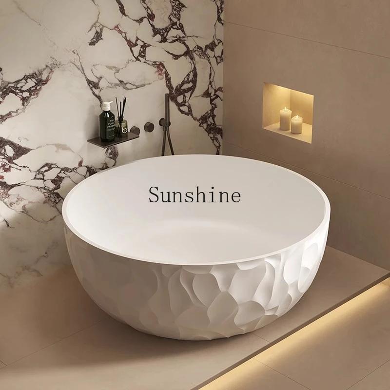 

Art Design Water Cube Independent Round, Household Hotel B & B Project Artificial Stone, Washing Bath