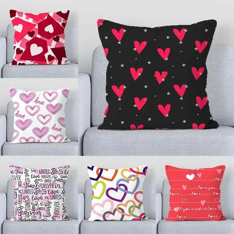 Office Living Room Sofa Cushion Cover Luxury Home Decoration Pillow Cover Romantic Love Heart Pattern Pillow Cover