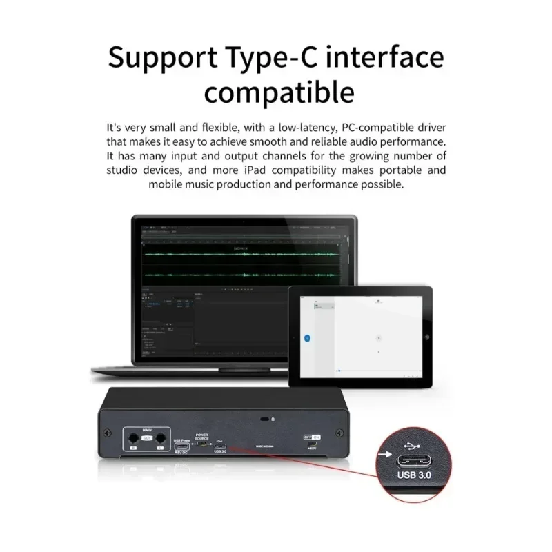 

For GAX-UC22 24bit/192KHz Audio Interface Support High Resistance Instruments USB Computer Live Recording External Sound Card