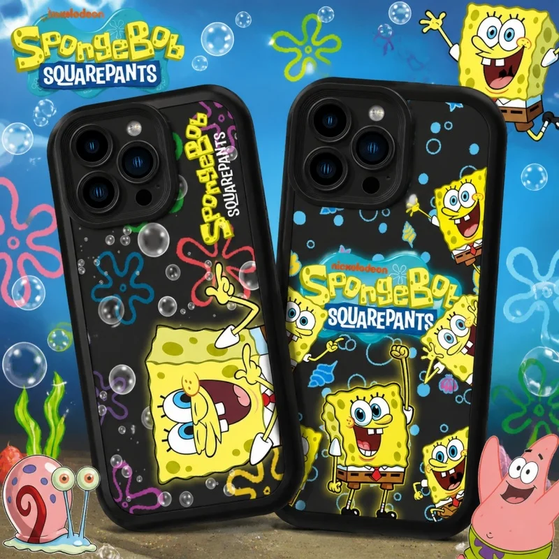 Cute Cartoon SpongeBob Ocean Bubble Anime ﻿Case for IPhone 17 Air 16 16E 15 14 13 12 11 Pro Max X XS X S Max XR SE 2020 SE4 7 8
