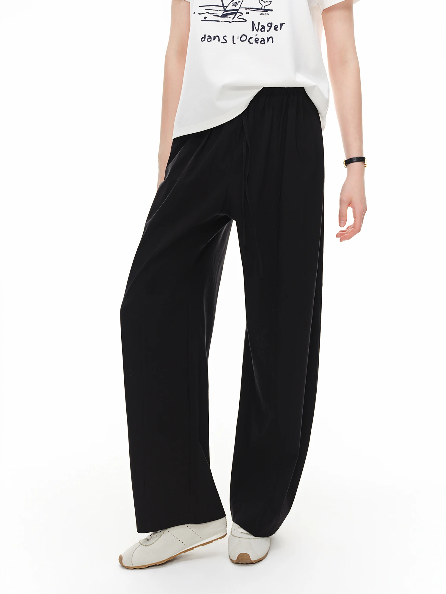 DUSHU Curved Trousers Women New Summer Style Fashionable Cozy Stretchy Casual Pants Exercise High Waist Daily Simple All-match