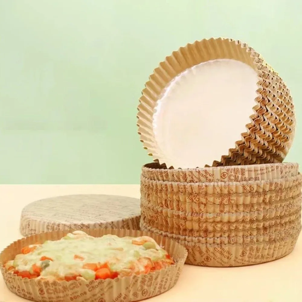 50pcs Multi-size Round Disposable Pizza Pans Non-Stick Greaseproof Air Fryer Paper Parchment Paper Microwave