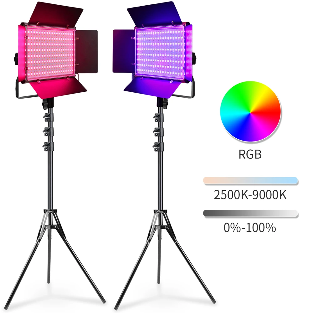 RGB LED Photography Light Video Lights Dimmable Bi-Color Panel Light for Live Streaming Wedding Shooting Recording Studio