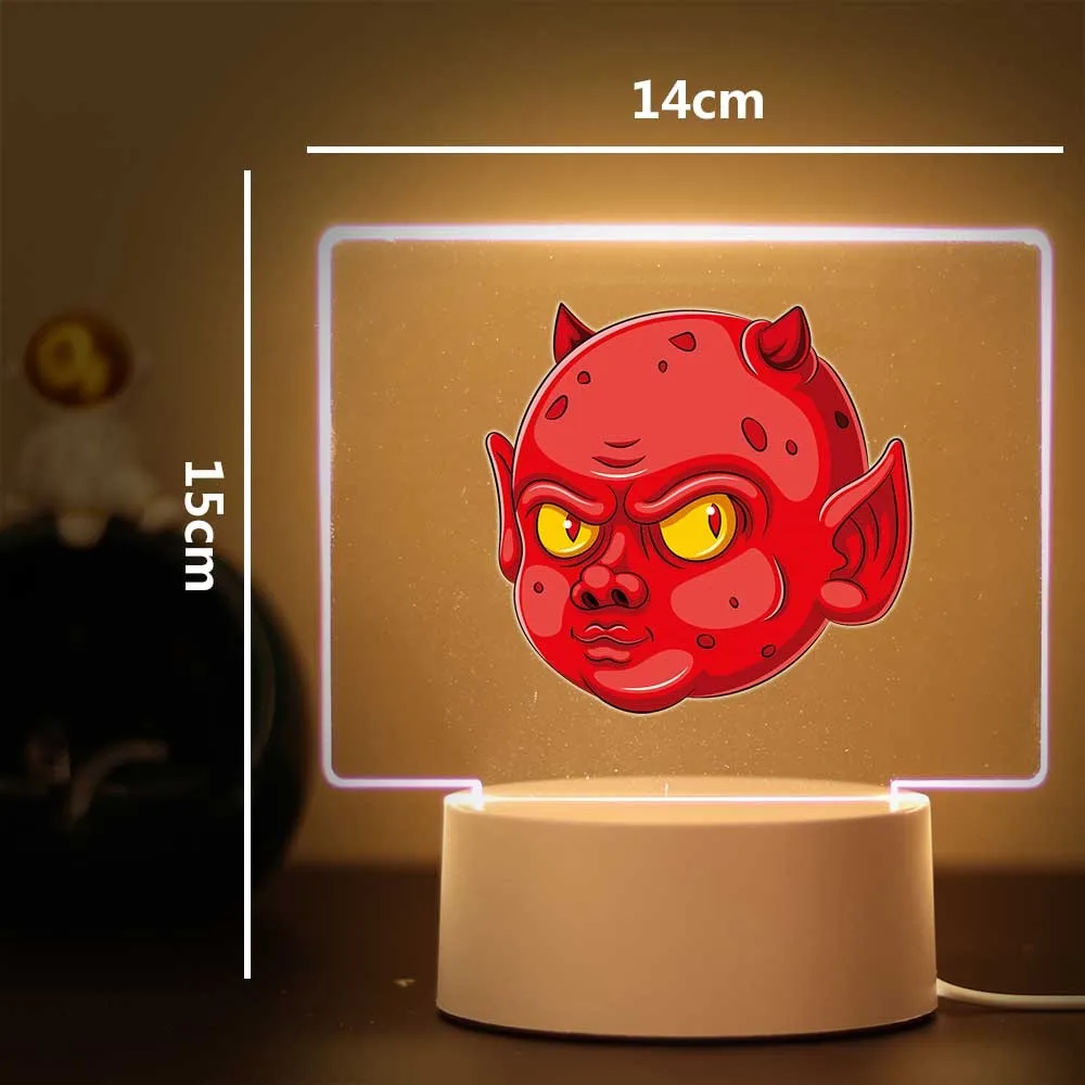 โคมไฟข้างเตียงลายปีศาจ3มิติแบบ USB หลอดไฟ LED กลางคืนวันวาเลนไทน์1ชิ้น