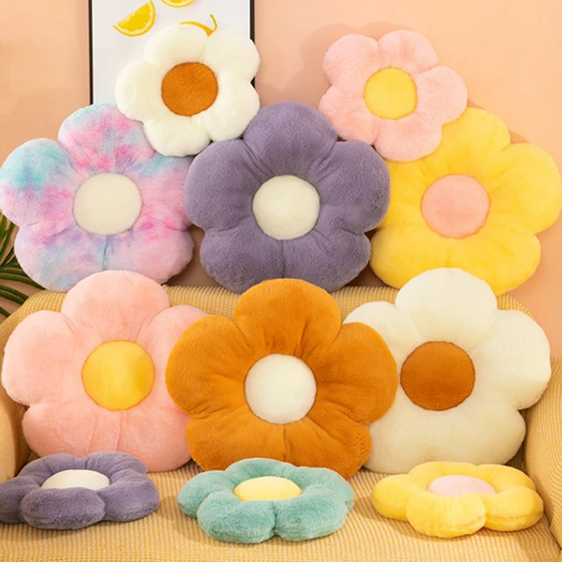Cojín de felpa con forma de flor para silla, almohada suave con diseño de girasol, ideal para decoración del hogar, sofá, sala de estar y dormitorio, ideal para regalo de cumpleaños