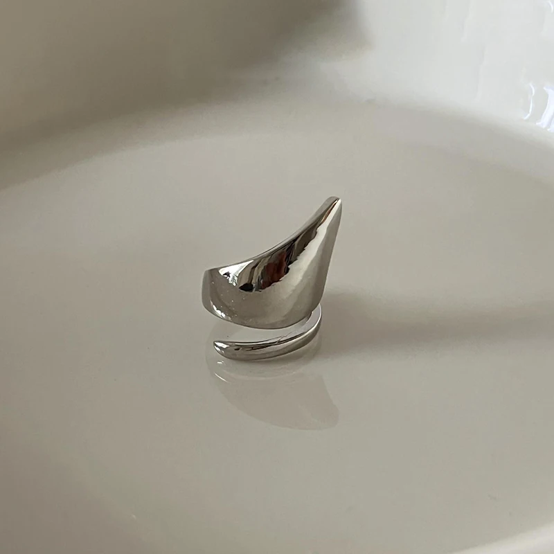 Silver Color Irregular Geometric Opening Ring for Women