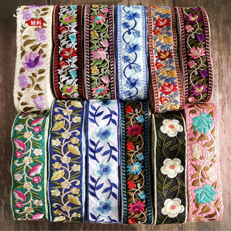 1 Yards Embroidery Ribbons Flower Lace Trims Floral DIY Apparel Swiss Sewing for Shoes Bags Headdress Craft