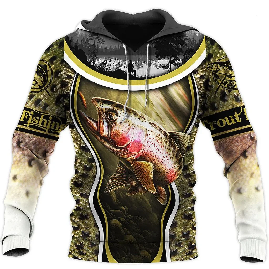 New fashion Hoodie Trout Fishing Series 3D Printed Sweatshirt Hoodie Zipper Hoodie Unisex Street Casual Sweatshirt NO0001