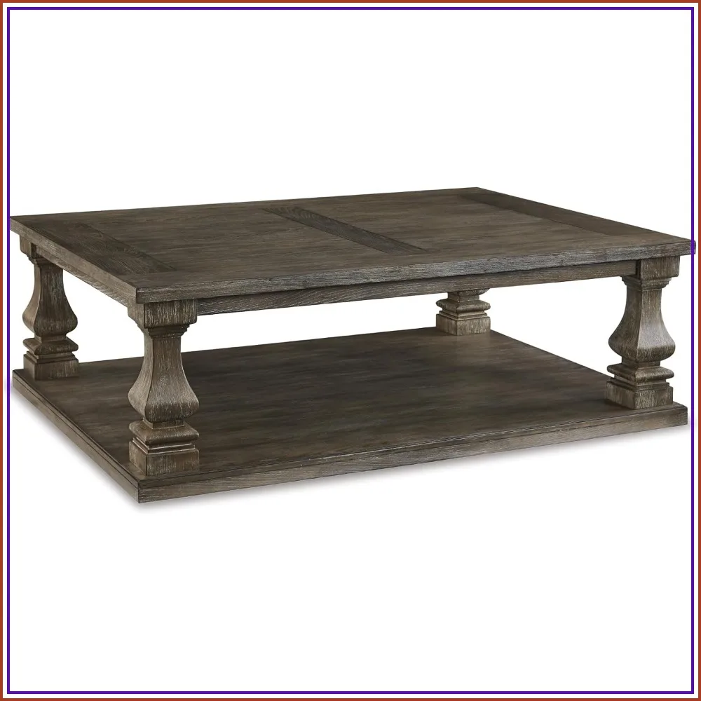 Large Farmhouse Coffee Table, Weathered Gray Wood, Rustic Living Room Center Table