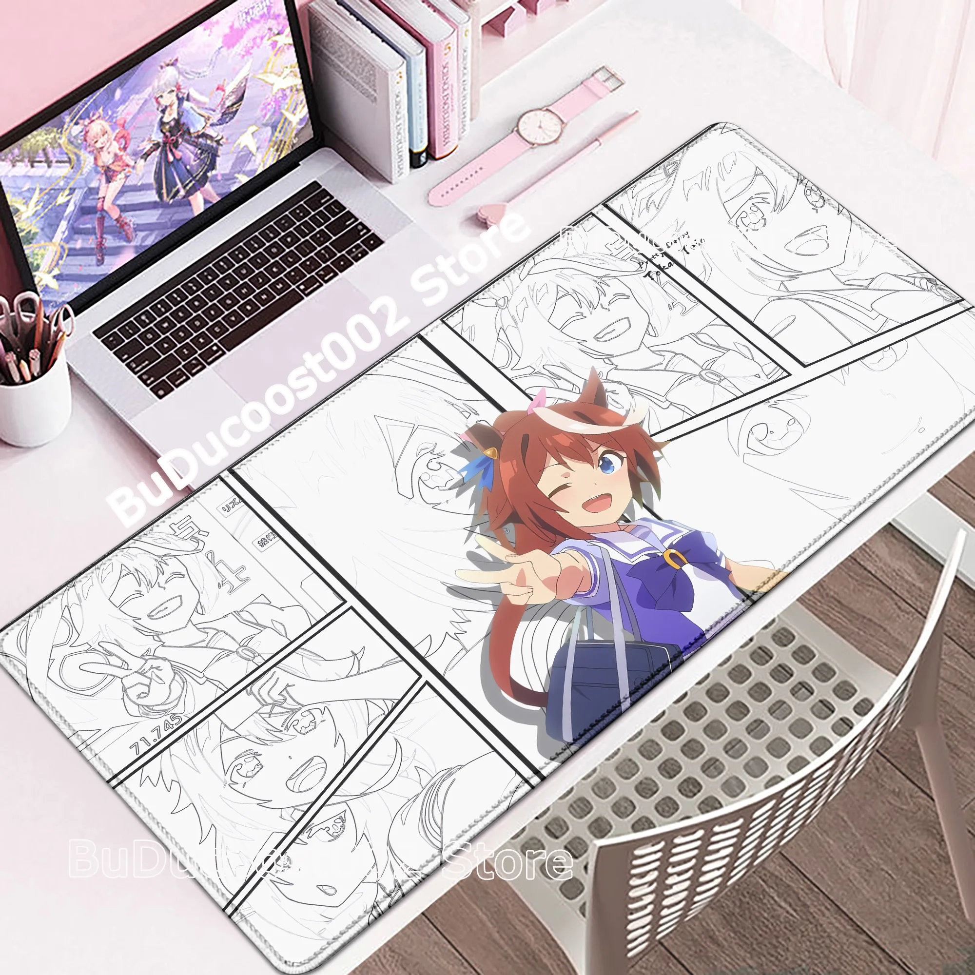 Umamusume Pretty Derby Tokai Teio Anime Mousepad Cute Pretty Non-slip Rubber Mouse Pad Laptop Gaming Large Keyboard Pad Desk Mat