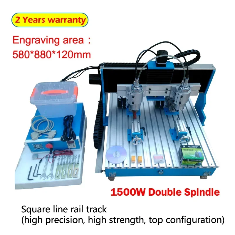 

CNC Router Engraver 6090 Mini CNC Machine 1.5KW Double Spindle 4axis USB Port CNC Carving Wood Engraving Milling Machine