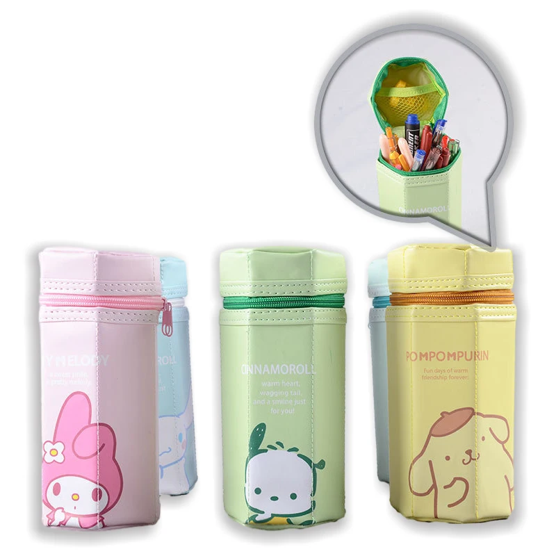 Sanrio Kuromi My Melody Pochacco Pompompurin Cinnamoroll Pencil Case Cute Large Capacity Portable Pen Holder Stationery Supplies