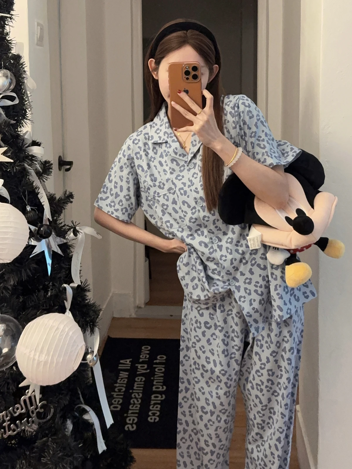 

Korean Sle Lazy Print Pure Cotton Pajamas ort Sve Long Pants Home Two-Piece Set Soft Texture Spring Summer Home Wear