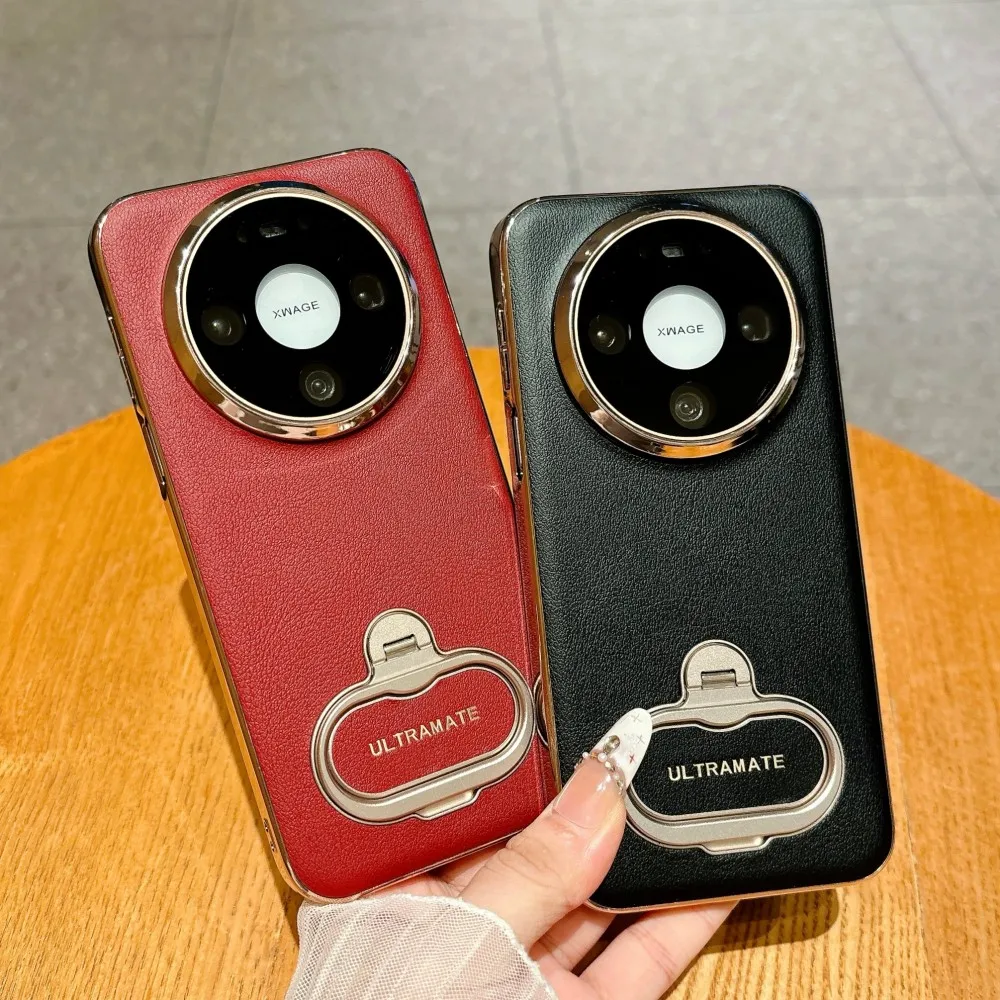 Solid Color For HuaWei Mate 80 Pro Max Ring Holder Pu Leather Protective Shell Phone Case Shockproof Back Cover