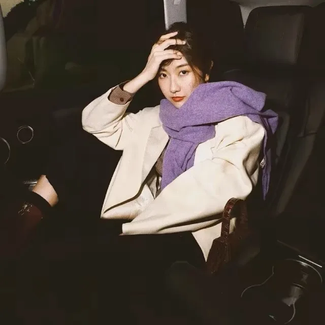 وشاح بلون شتوي دافئ ممتد بشرابة وشاح للرجال والنساء لحية سميكة