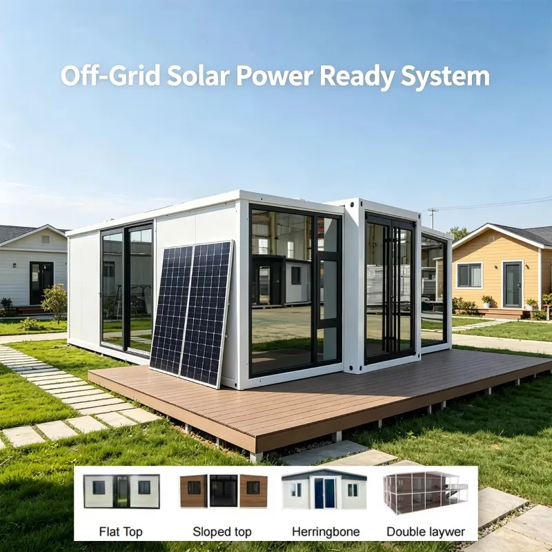 Customized Modular Home 3 Bedroom 2 Bath Expandable Container House With 270 Degree View Glass Wall For Luxury Glamping