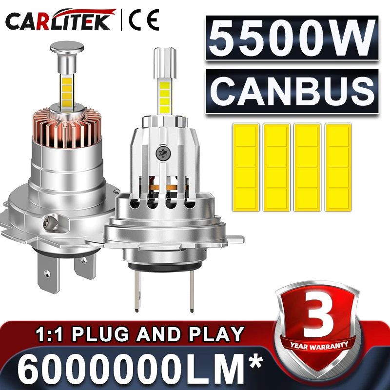 H7 lâmpada de farol led mini h4 h1 h11 9005 9006 hb3 hb4 9012 hir2 5500w 4 lados chip csp led farol de carro diodo automático 360 turbo led
