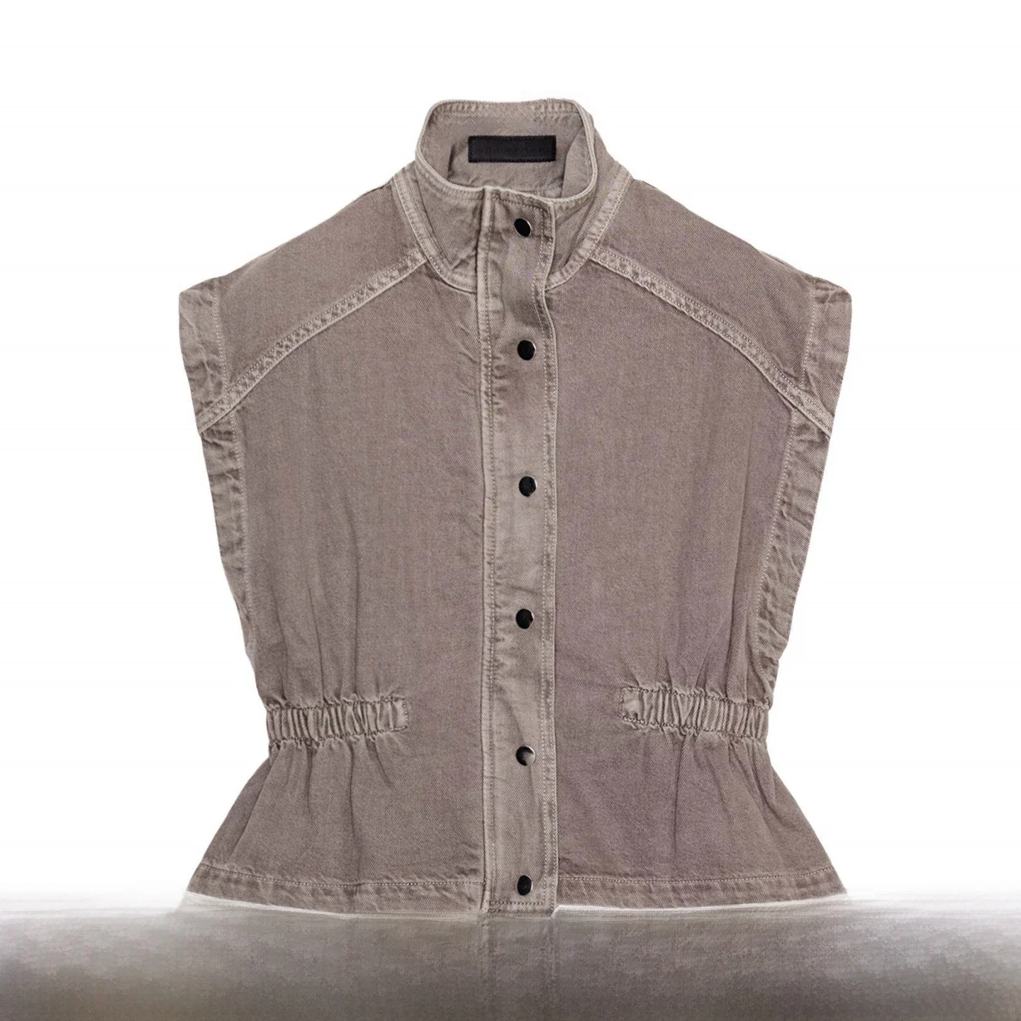 Chaleco vaquero de cintura elástica con cuello alto a la moda para mujer, estilo informal, novedad de verano, 1416028, chaque...