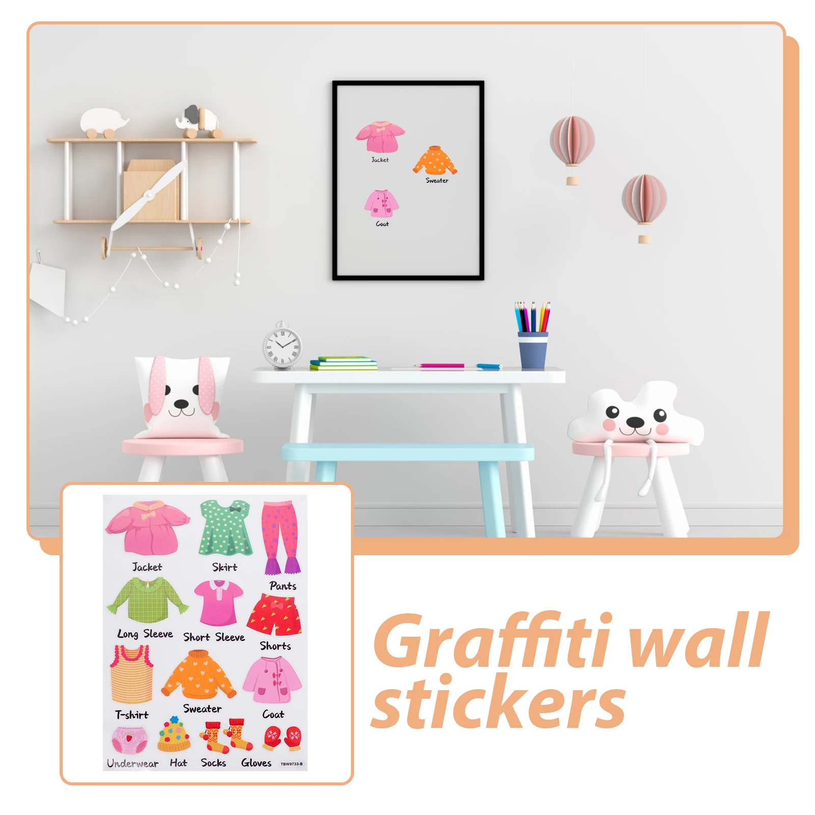 

1 set Wardrobe Stickers 23x32cm Clothing Labels Dresser ganization Kids Room Decor Wall Stickers Clothes Classification