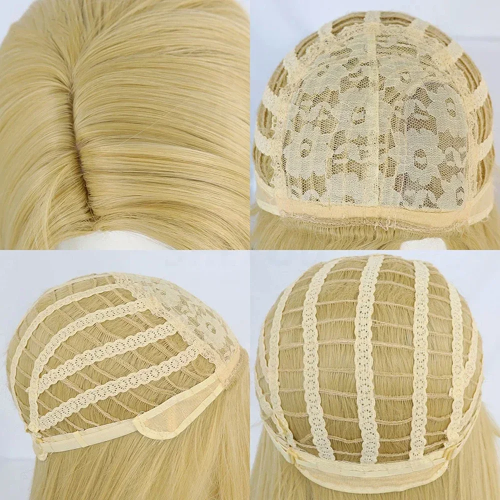 New Movie Tangled Rapunzel Princess Cosplay Wig Girl Blonde Long Straight Heat Resistant Synthetic Hair Wigs Masquerade Dress Up